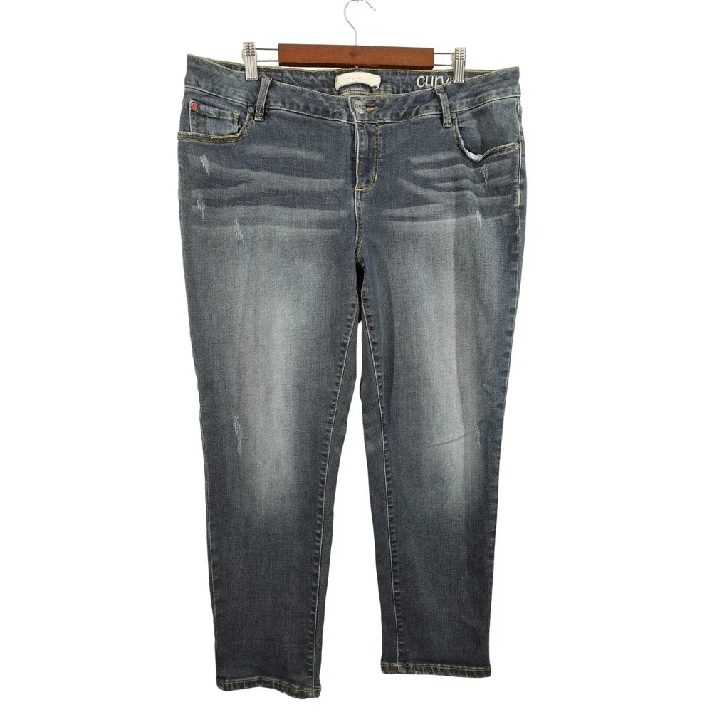 Slink‎ Jeans Womens 16 Blue Medium Wash High Rise Curvy Straight Denim Pants